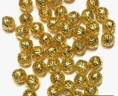 GOLD TONE METAL 8 MM FILIGREE BEADS Bead Landing 9  Strand