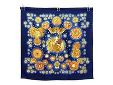 Hermes Scarf Carre 90 100 Silk LE ROY SOLEIL Sun King Multicolor Large Stole Aut