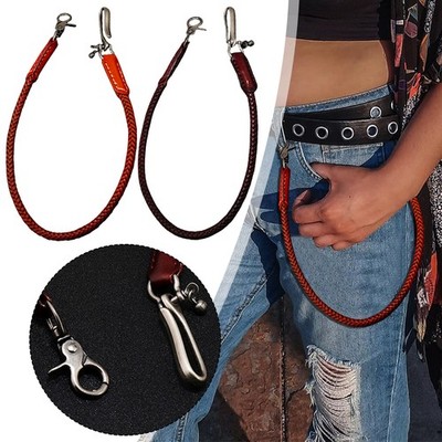 Hosenkette Leder Herren Edelstahl Schlüsselkette Lederband Leather Wallet Chain