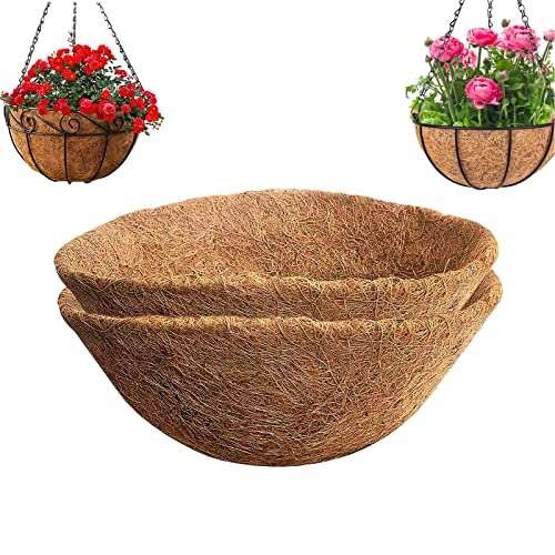YUNSTK 2 Pcs Hanging Basket Liners 12 inch, Round Planter  Assorted sizes