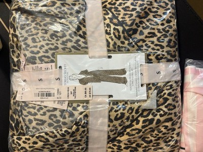 Victoria's Secret Signature Glazed Satin Leopard Print Long Sleeve Pajama Set S