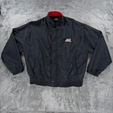 Vintage AST Computer Windbreaker Jacket Men XL Black Red 90s Retro USA Made