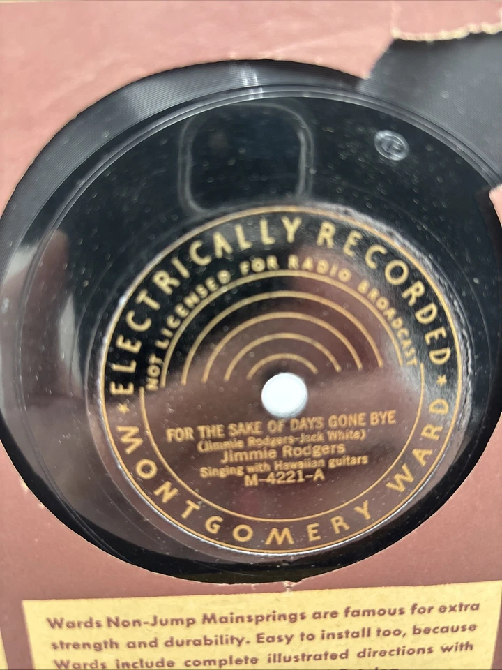 Jimmie Rodgers-For The Sake Of Days Gone By- M-4221 M.Ward’s Records ShellacVG + - Image 2 of 4
