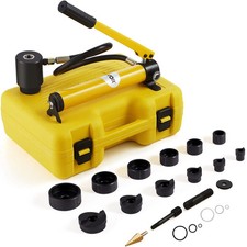 10 Ton Hydraulic Knockout Punch Kit, 1/2" to 2" Conduit Hole Cutter Set, KO Tool