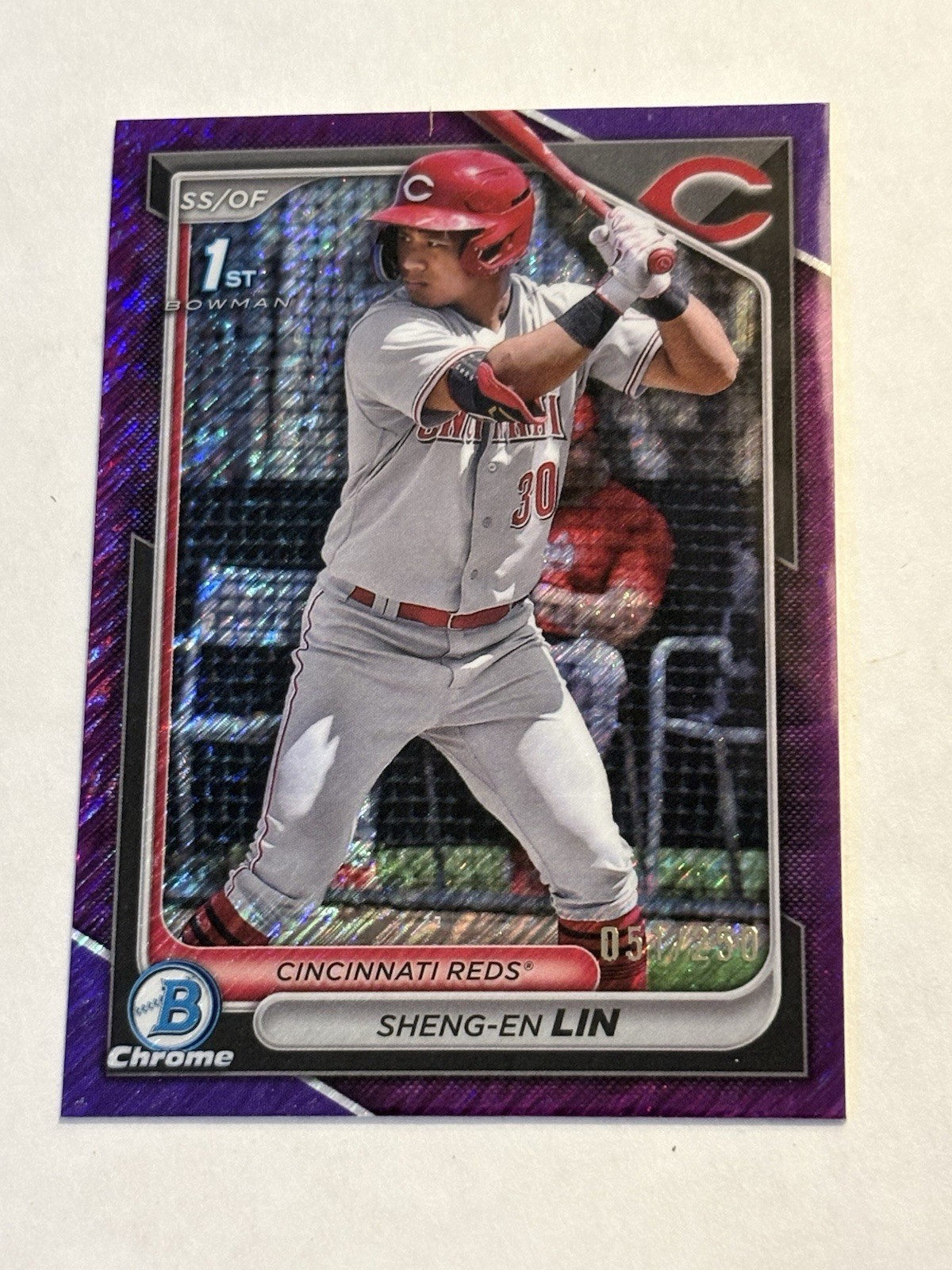 2024 Bowman Chrome Sheng-En Lin #BCP-155 Purple Shimmer Refractor /250 (RC)