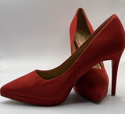 Jessica Simpson Womens Red Suede Platform Heel Pumps Size 9.5M Closed Toe