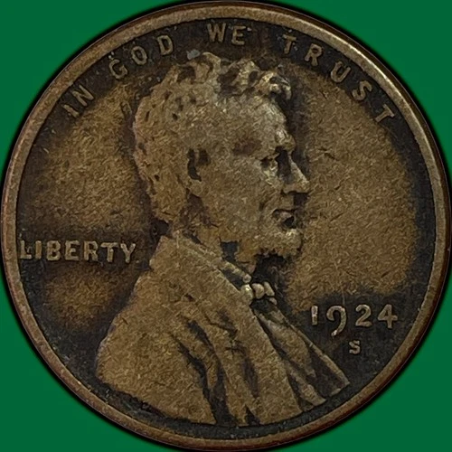 1924-S Lincoln Wheat Cent Very Fine VF Coin #33677