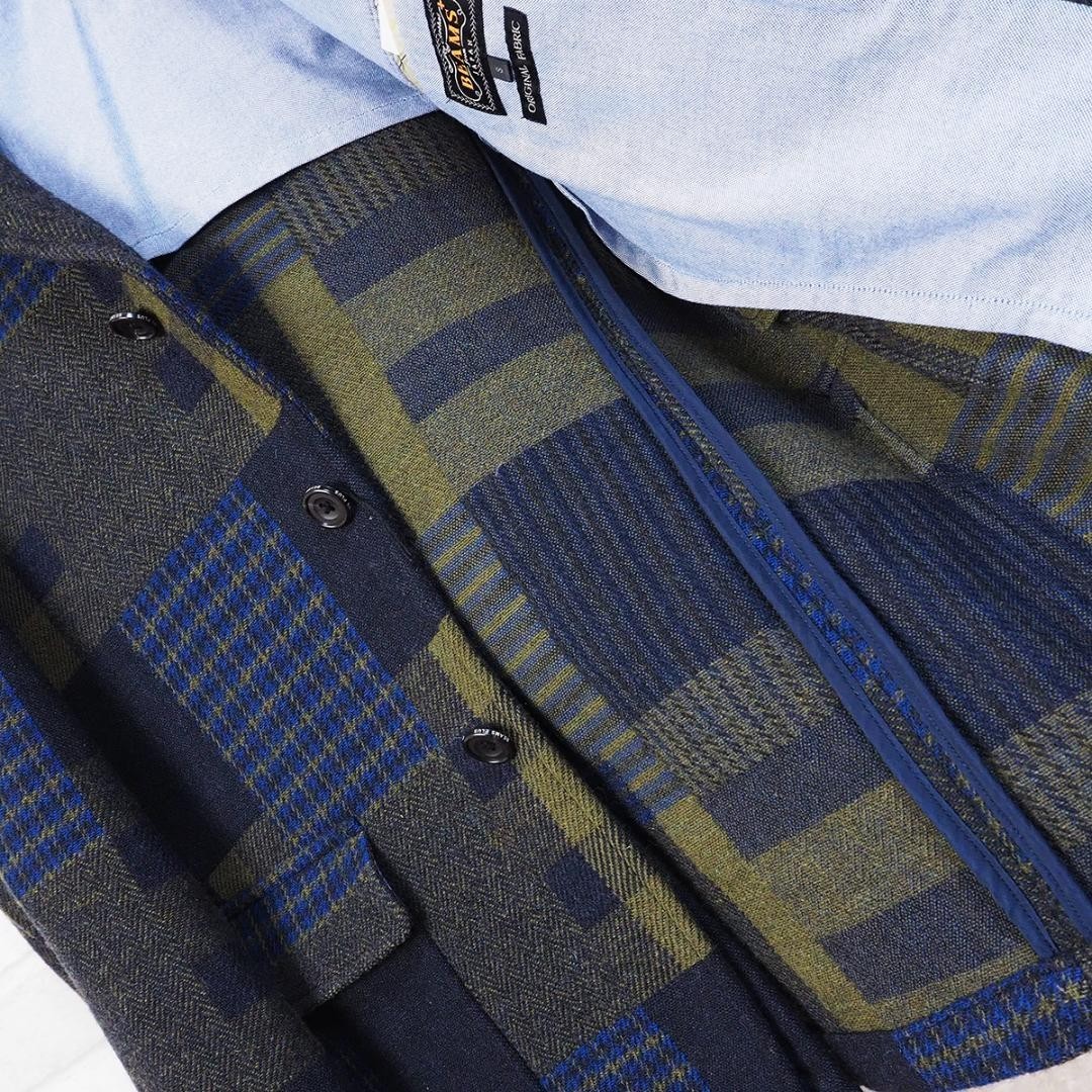 Beams Plus Patchwork Wool Tailored Jacket Size S … - image 8