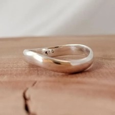 Wavy Sterling Silver Thumb Ring: Handmade Stackable Gift Band Ring All Size R365