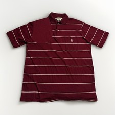 Vintage Bob Allen Quilted Shoulder Striped Polo Single Stitch Made in USA Medium