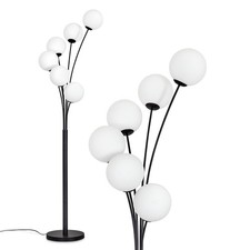 HOFSTEIN Fossobiubo Stehlampe aus Metall/Glas in Schwarz/Weiß mit Fußschalter