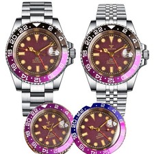 40mm Tandorio Purple Dial Japan NH34A GMT Date Automatic Mens Wrist Watch