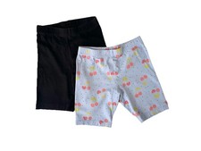 2 Pack 7 Girl's Biker Shorts Old Navy Carter's Black Solid Blue Cherries Print