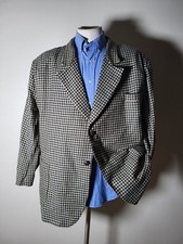 Vintage Neiman Marcus 48R Suede Elbow Patch Tweed Check Blazer Sport Coat Jacket