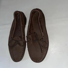 Minnetonka Men's Moose Hide Classic Brown Leather Moccasins 892 Loafers Size 9.5