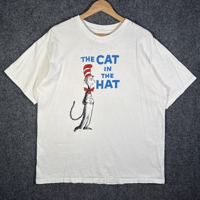 Vintage Cat In The Hat Shirt Mens Large White 90s Dr Seuss Funny Quote Cartoon