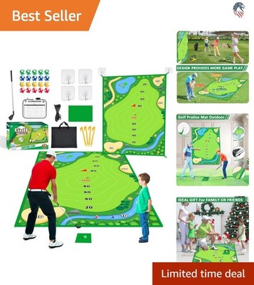 Golf Chipping Game Mat Compatible with Indoor Outdoor Yard Practice Kit
