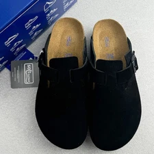 Birkenstock Boston Black Suede Soft Leather Unisex Comfort Clog Shoes Size37-45