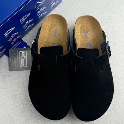 #ad Birkenstock Boston Black Suede Soft Leather Unisex Comfort Clog Shoes Size37 45 $96.25
