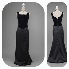 Vtg 90s Scott McClintock Maxi Velvet Corset Boned Satin Dress Floral Embossed 4