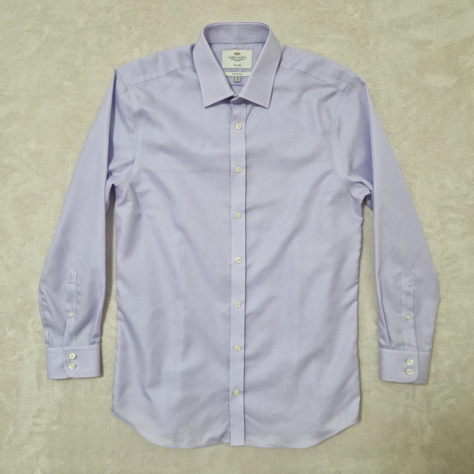 Camicia elegante Hawes & Curtis 16 34 viola fantasia aderente slim fit non fe... - Immagine 2 di 4
