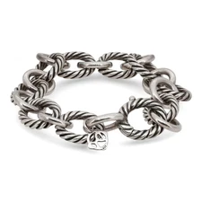 David Yurman Oval Link Chain Bracelet 925 Sterling Silver 12mm 7.5 Inches