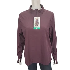 Mondetta Womens Active Ribbed Top X-Large Size Purple Side Zip Pocket Pullover