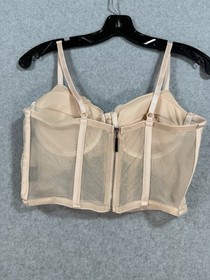 Cream Lace Corset Bustier Top Bra Y2K Lingerie Style Mesh Underwire Small