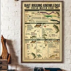 Vintage Tin Signs Bait Rigging Knowledge Fresh Water Fish Fishing Poster Wall Ar