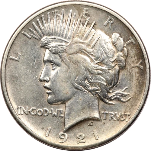 1921 High Relief Peace Silver Dollar $1, Extremely Fine XF+, Cleaned