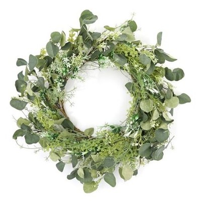 Spring Summer Wreath 20 Inch Decor for Front Door Persian Grass Eucalyptus 