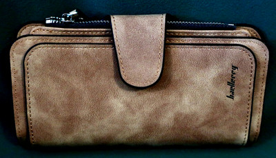 New No Tag Never Used Baellerry Forever Brownish Tan Suede Like Folding Wallet