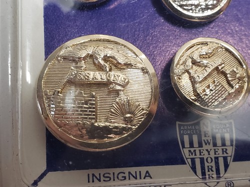 Juego De 9 Botones De Colección Años 60 Insignia Meyer Tono Plata Ejército de Estados Unidos Cuerpo de Ingenieros - Imagen 3 de 3