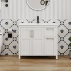 24/30/36" 2-Door 2-Drawer Bathroom Vanity: Soft-Close Cabinet with Ceramic Sink