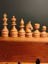 Vintage 1970s Philippines Hand Carved Chess Set Large Tournament Size 4.5 Inch