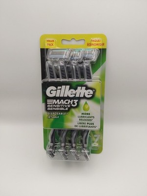 Gillette Mach3 Sensitive Sensible Disposable Razors - 7 Razors New W