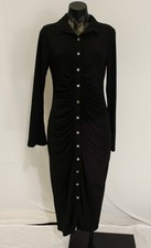 Brigitte Brianna Women's Bardot Long Sleeve Button-Up Dress CN6 Black Large NWT