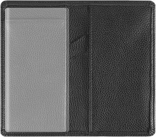 Genuine Leather Checkbook Cover RFID Protection with Card Holder Divider for Men