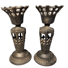 Pair Of Vintage Gothic Taper Candle Holders P...