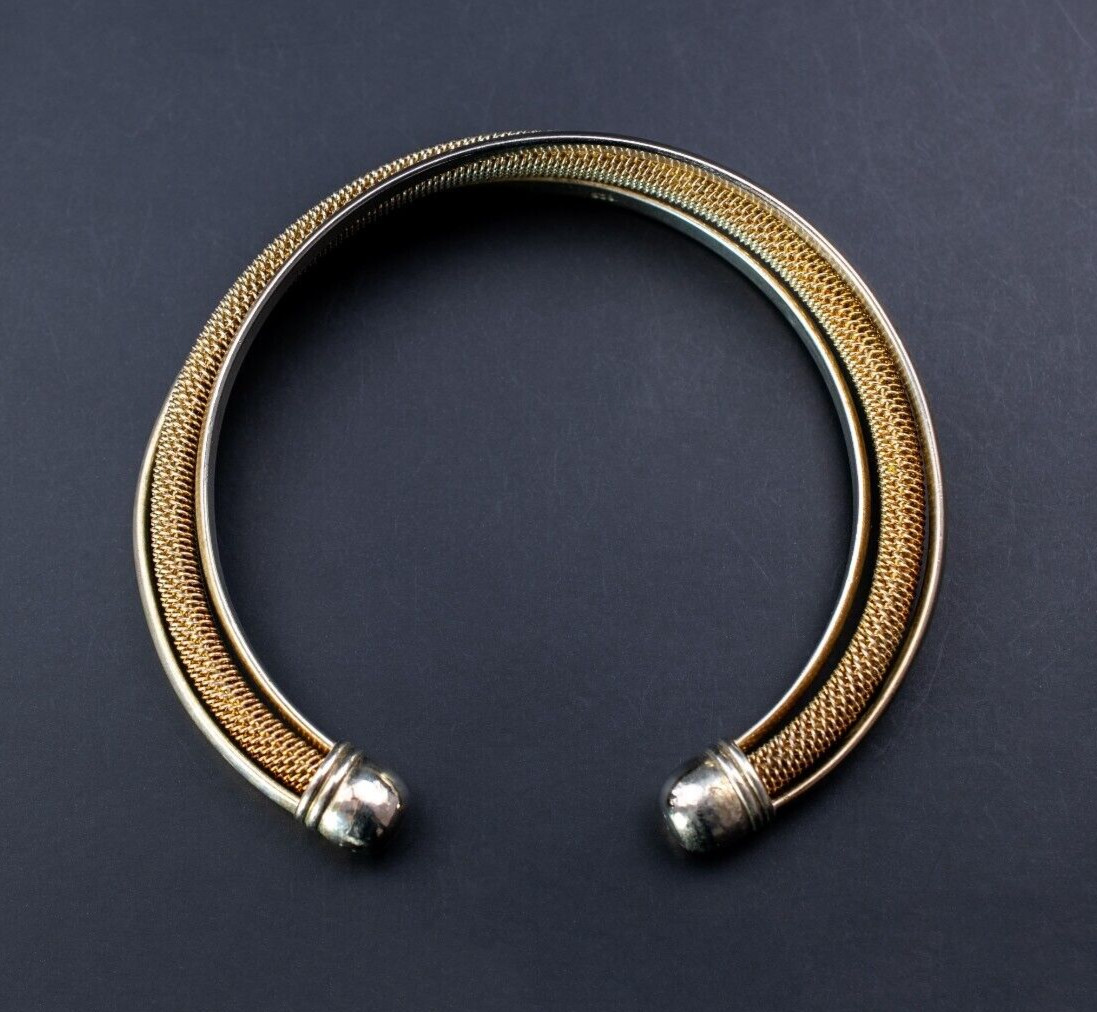 Mesh open bangle sterling silver, basic accent st… - image 1