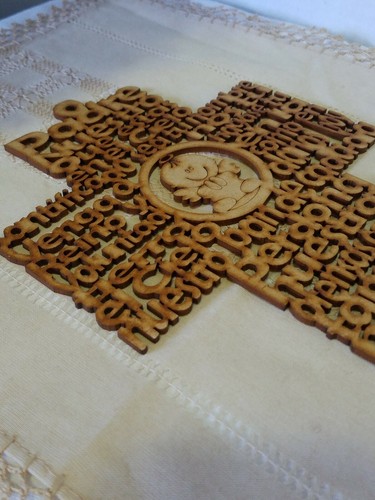 Our Father Prayer Cross w/ stand Padre Nuestro Español Angel Cutout Wood - Picture 2 of 12