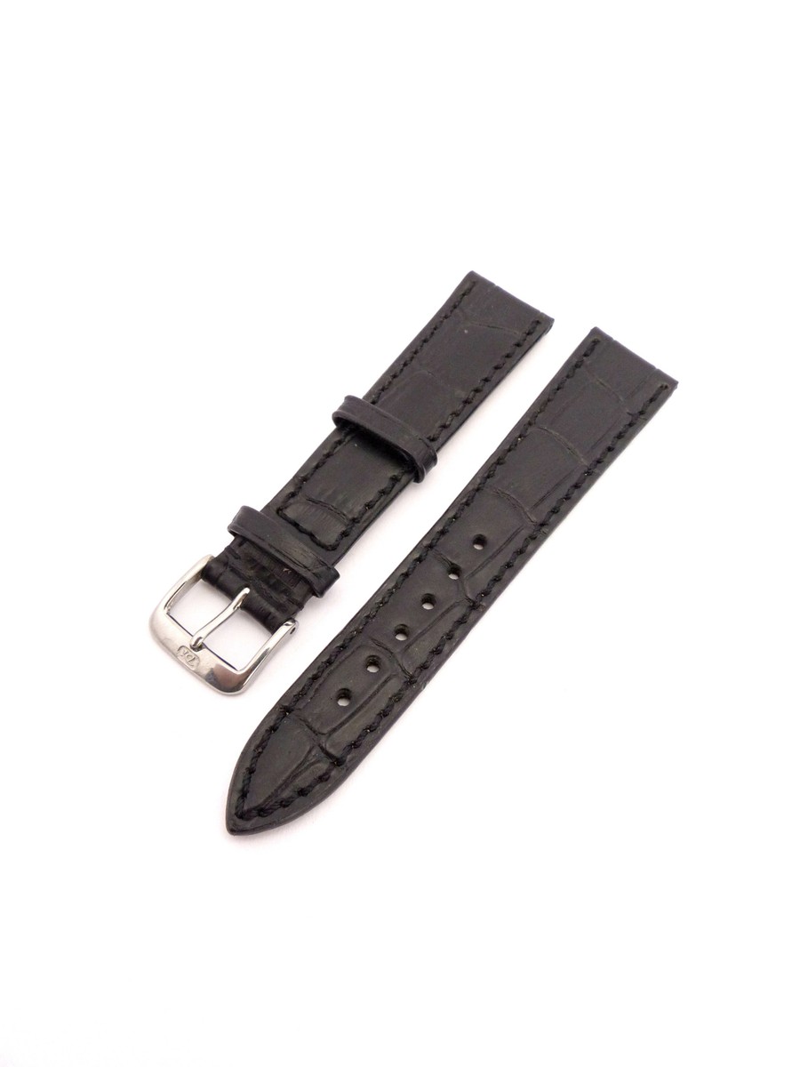 Watch Strap Fortis Lederarmband 20mm Aviator Strap Black 21mm