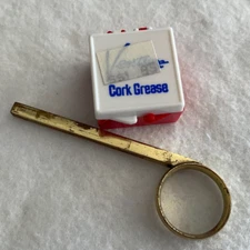 Mixed Lot: Vtg Nickel Plated Trumpet Slide Ring Replacement &Venture Cork Grease
