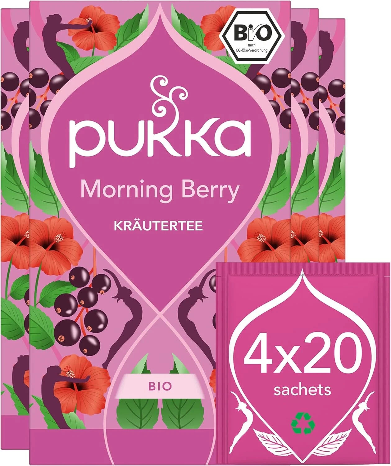 Pukka Morning Berry Organic Herbal Tea - 1 Pack (20 Sachets) - Image 3