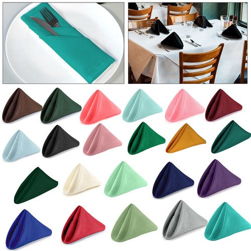 DINING NAPKINS TABLEWARE - POLYESTER COTTON PARTY NAPKINS - MANY SOLID COLOURS