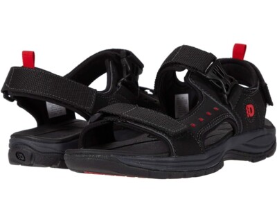 New $100 Dunham Nolan Black Red Adjustable Strap Sandals Men Sz 13 4E Wide