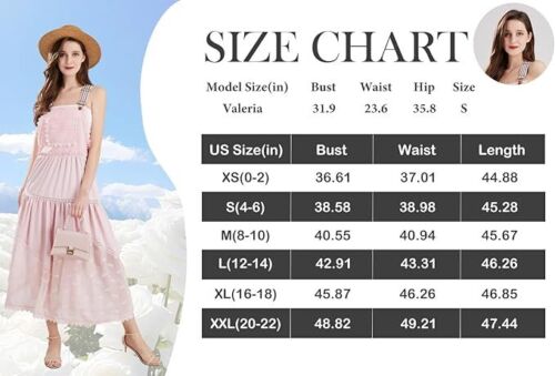 Women's Laced Embroidered Tulle Bib Dress Casual Loose Adjustable Straps Maxi - Picture 24 of 54
