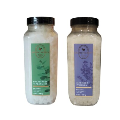 2 Bath & Body Works Aromatherapy Lavender Vanilla Bath Soak+EUCALYPTUS SPEARMINT