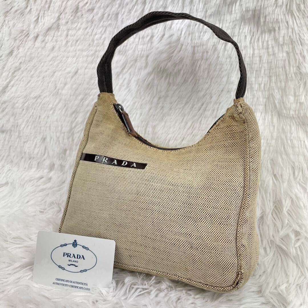 PRADA Sports Hand Bag Canvas Gray White Black Japan Auth PRADA Sports Hand Bag Canvas Gray White Black Japan Auth