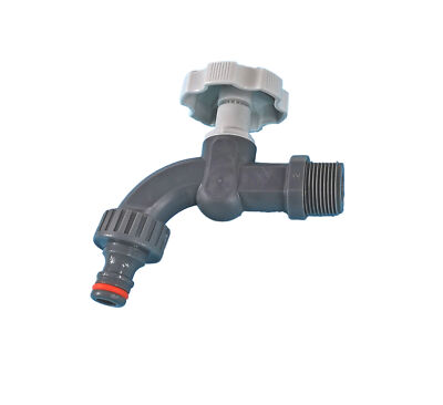 Bradas Wasserhahn Kunststoff grau für 3/4 Zoll Wandanschluss Schlauchadapter